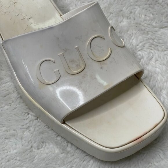 GUCCI Women's White Heeled Square Toe Slide Sandals Shoes Size 39 - Picture 5 of 16